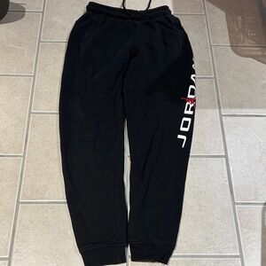 Jordan Mens Black Sweatpants with White & Red Logo sz Xs